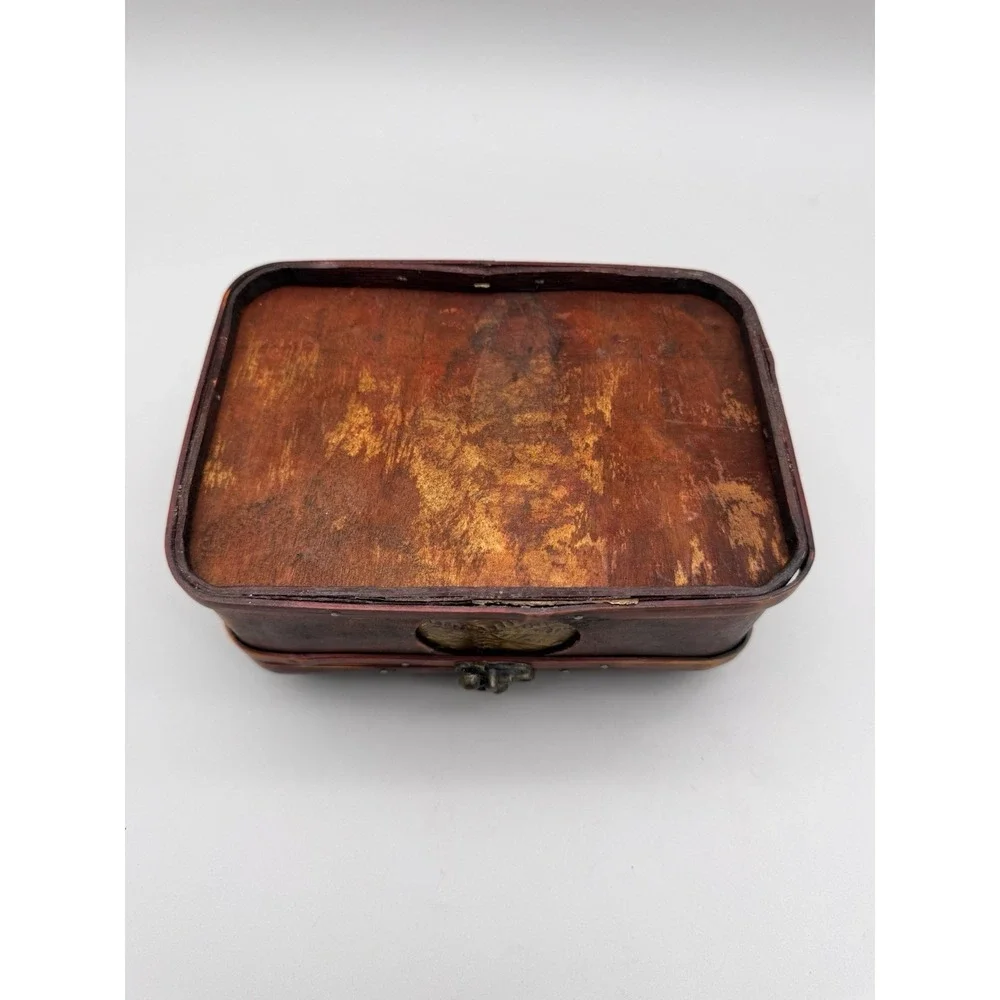 Decorative Wooden Keepsake Box Palm Tree Medallions Trinket Storage